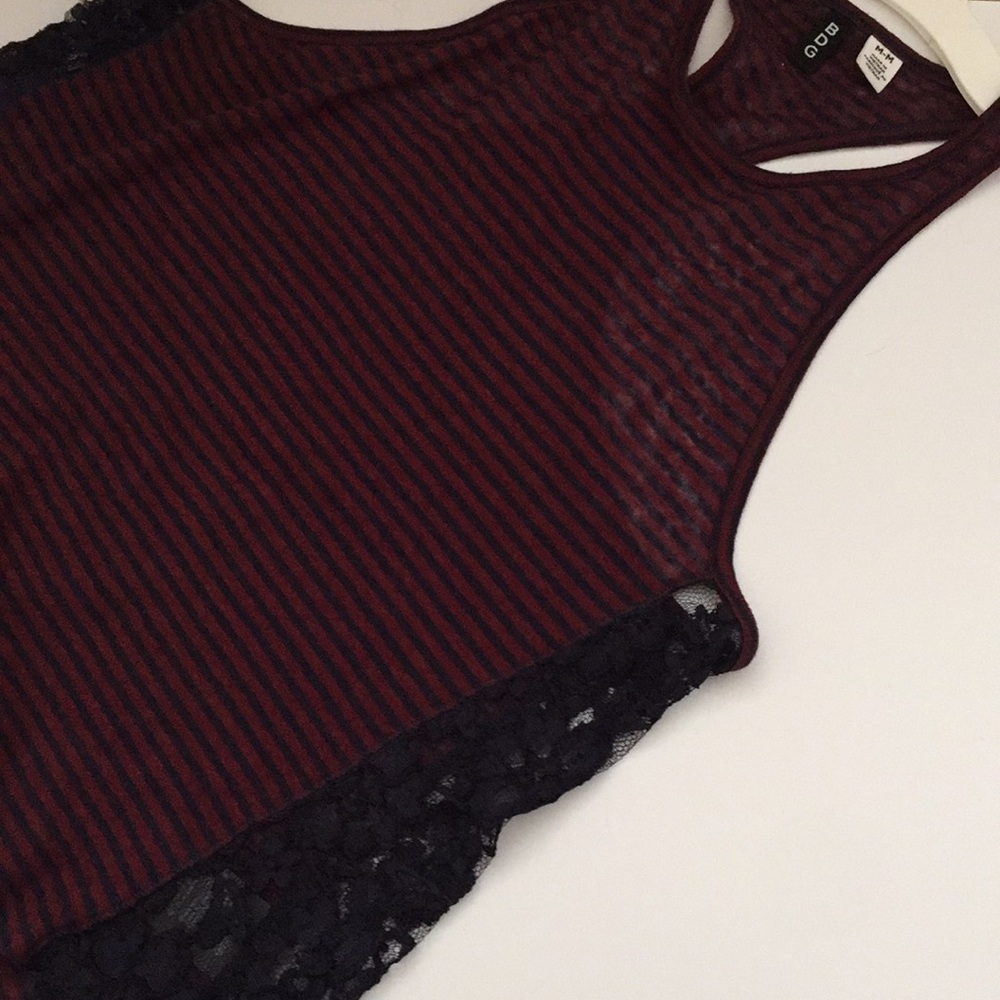 BDG Striped and Laced Racerback Tank Top